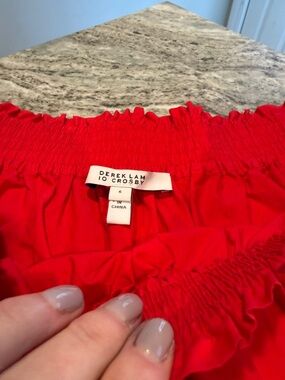 10 Crosby Derek Lam Bright Red Off-Shoulder Smocked Blouse